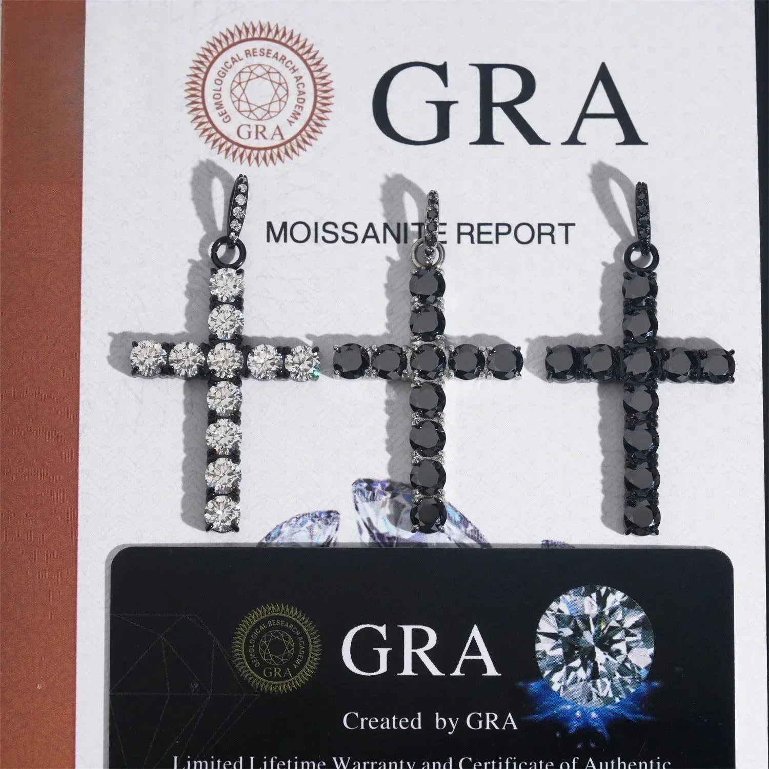 Hip-Hop Cross Pendant – Black Moissanite, Unisex Personalized Jewelry - CaratixJewelry